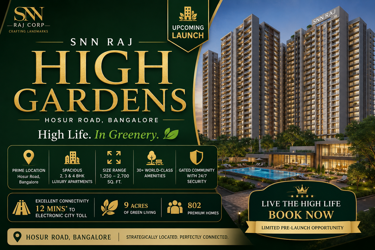 SNN Raj High Gardens Hosur Road - Luxury Apartments Bangalore